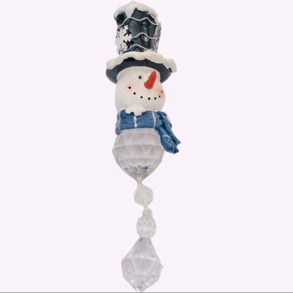 Rare Snowman Teardrop Christmas Ornament Beaded Holiday Tree Decoration - Picture 4 of 6